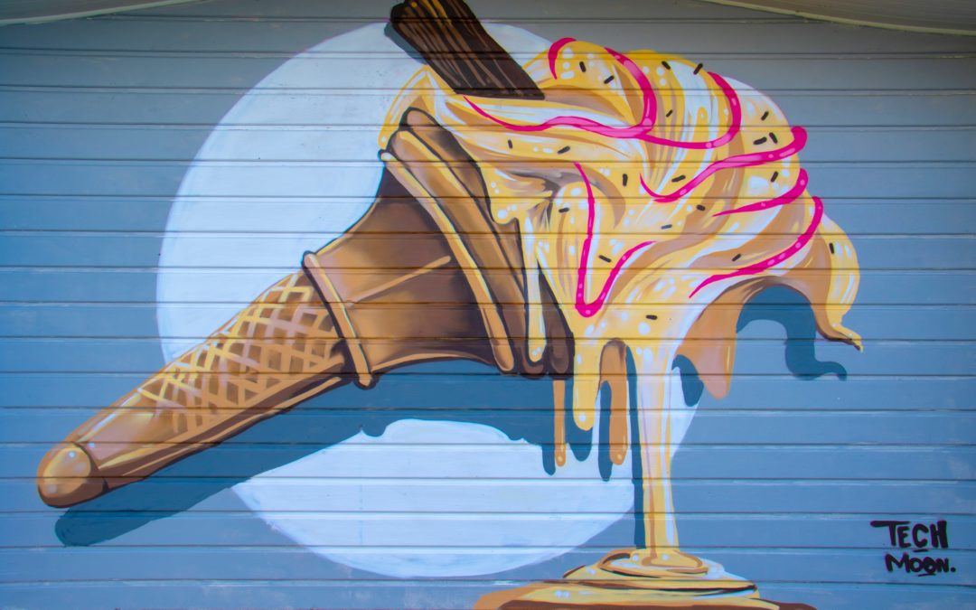 Graffitti of a melting ice cream cone